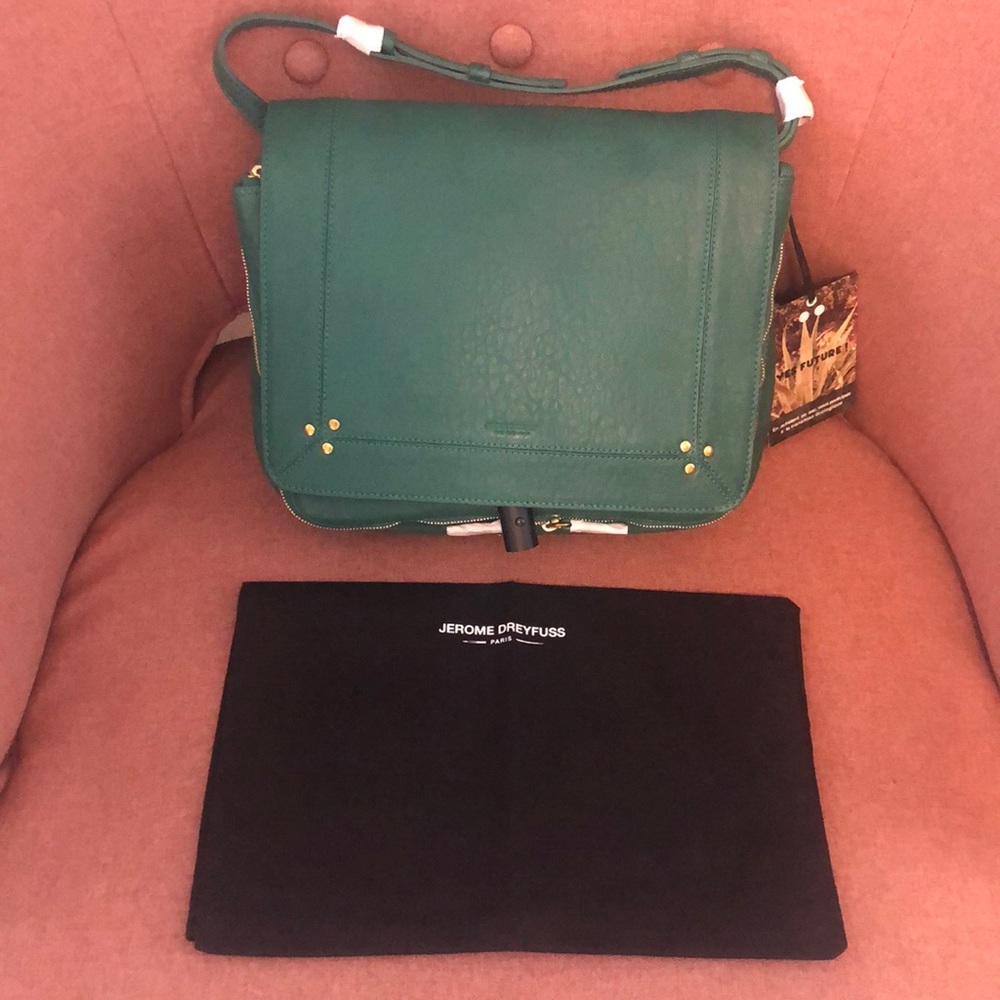 NWT New Jerome Dreyfuss Igor Bag Green Leather